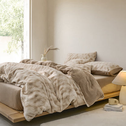 Parure de lit simple en velours doux dégradé (4 pièces)