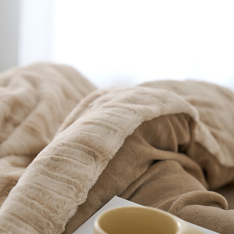Parure de lit simple en velours doux dégradé (4 pièces)