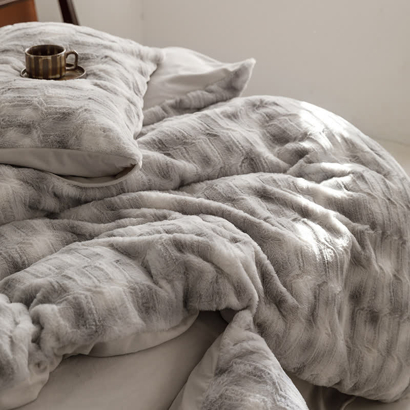 Parure de lit simple en velours doux dégradé (4 pièces)