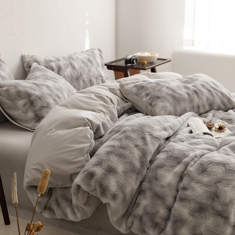 Parure de lit simple en velours doux dégradé (4 pièces)