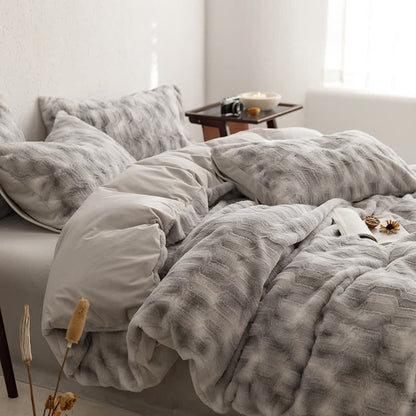 Parure de lit simple en velours doux dégradé (4 pièces)