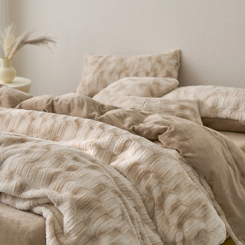 Parure de lit simple en velours doux dégradé (4 pièces)
