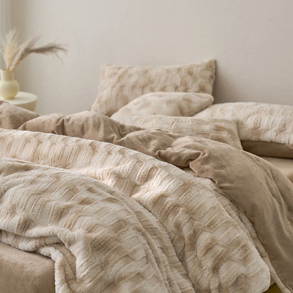 Parure de lit simple en velours doux dégradé (4 pièces)