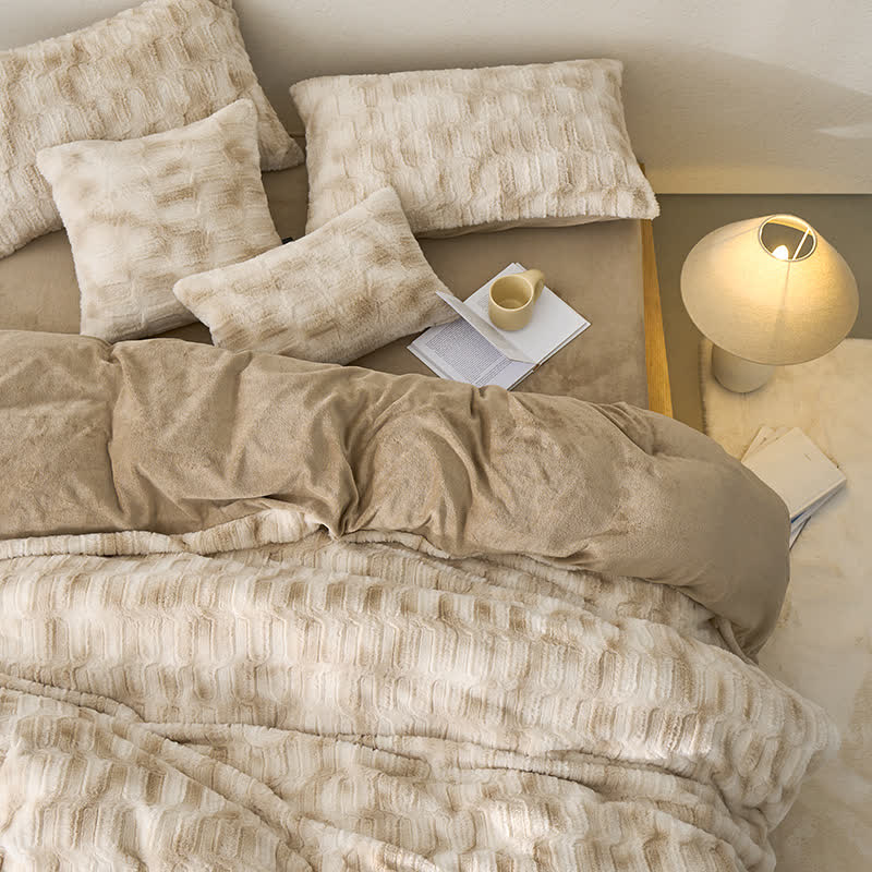 Parure de lit simple en velours doux dégradé (4 pièces)