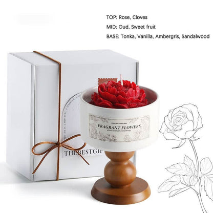 Élégante bougie parfumée en céramique à motif camélia