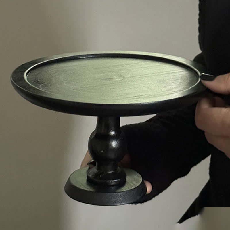 Présentoir à gâteaux rond en bois pour la table