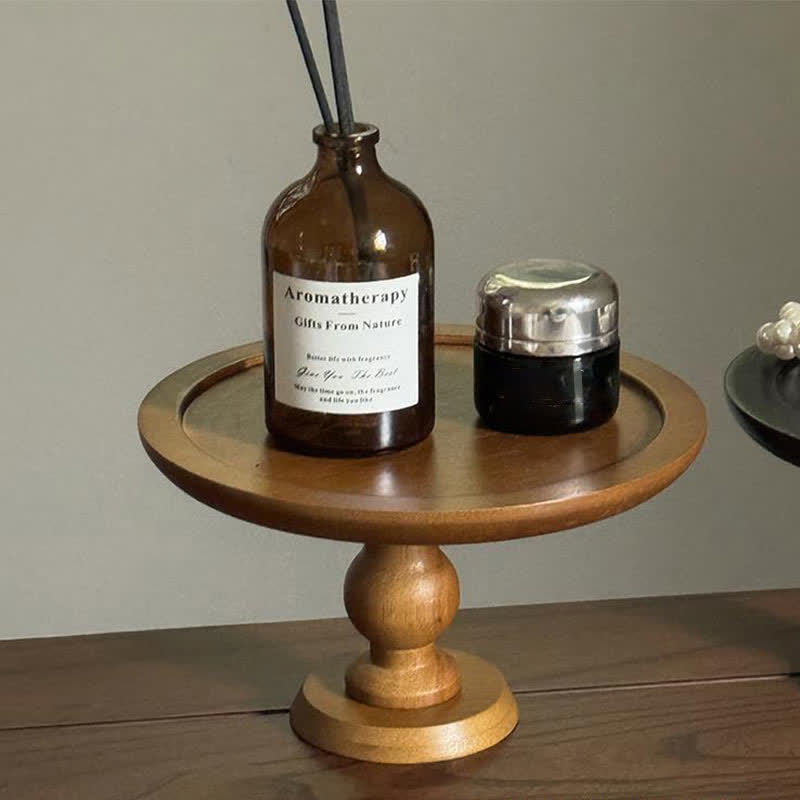 Présentoir à gâteaux rond en bois pour la table