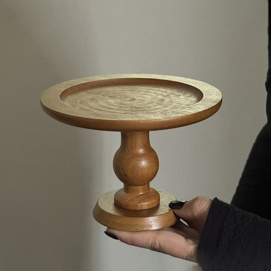 Présentoir à gâteaux rond en bois pour la table