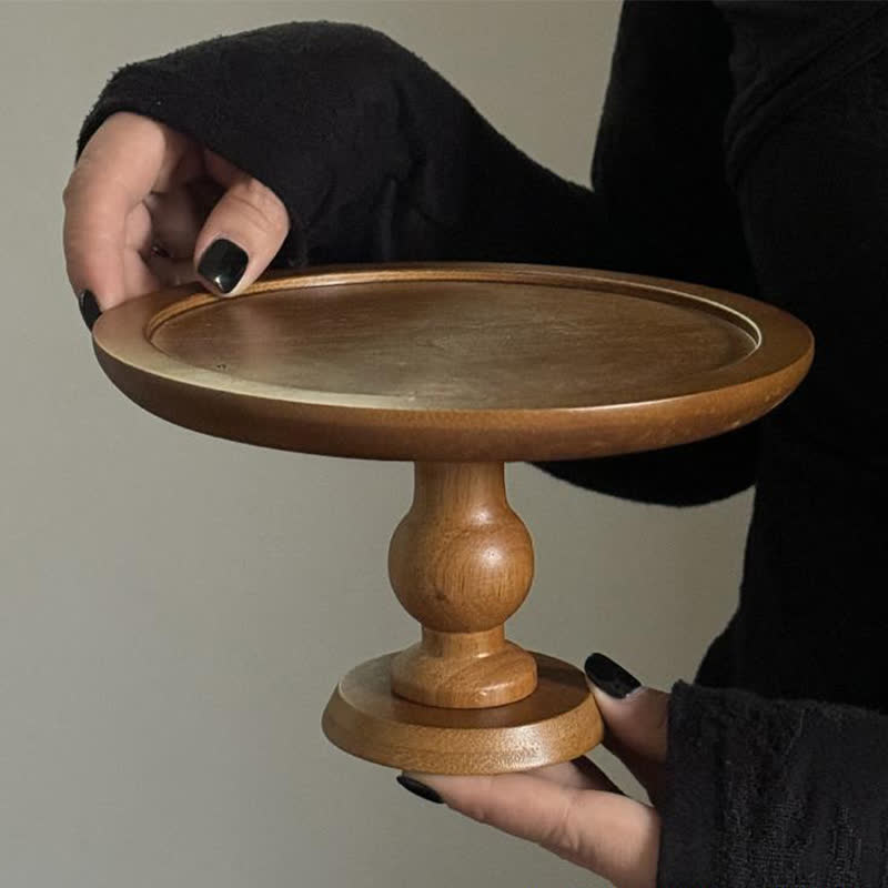 Présentoir à gâteaux rond en bois pour la table