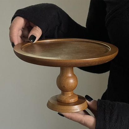 Présentoir à gâteaux rond en bois pour la table