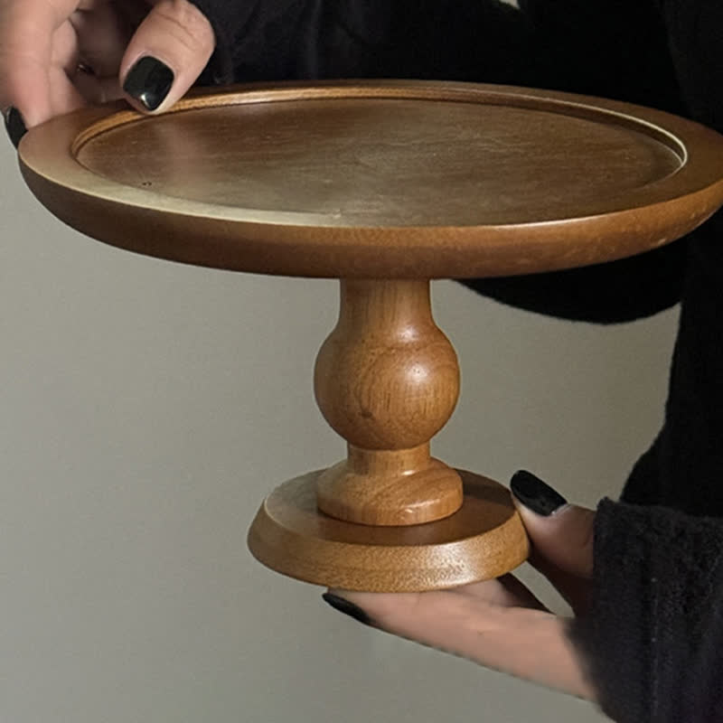 Présentoir à gâteaux rond en bois pour la table