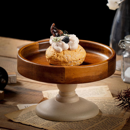 Support à gâteau rond sur pied, plateau de service