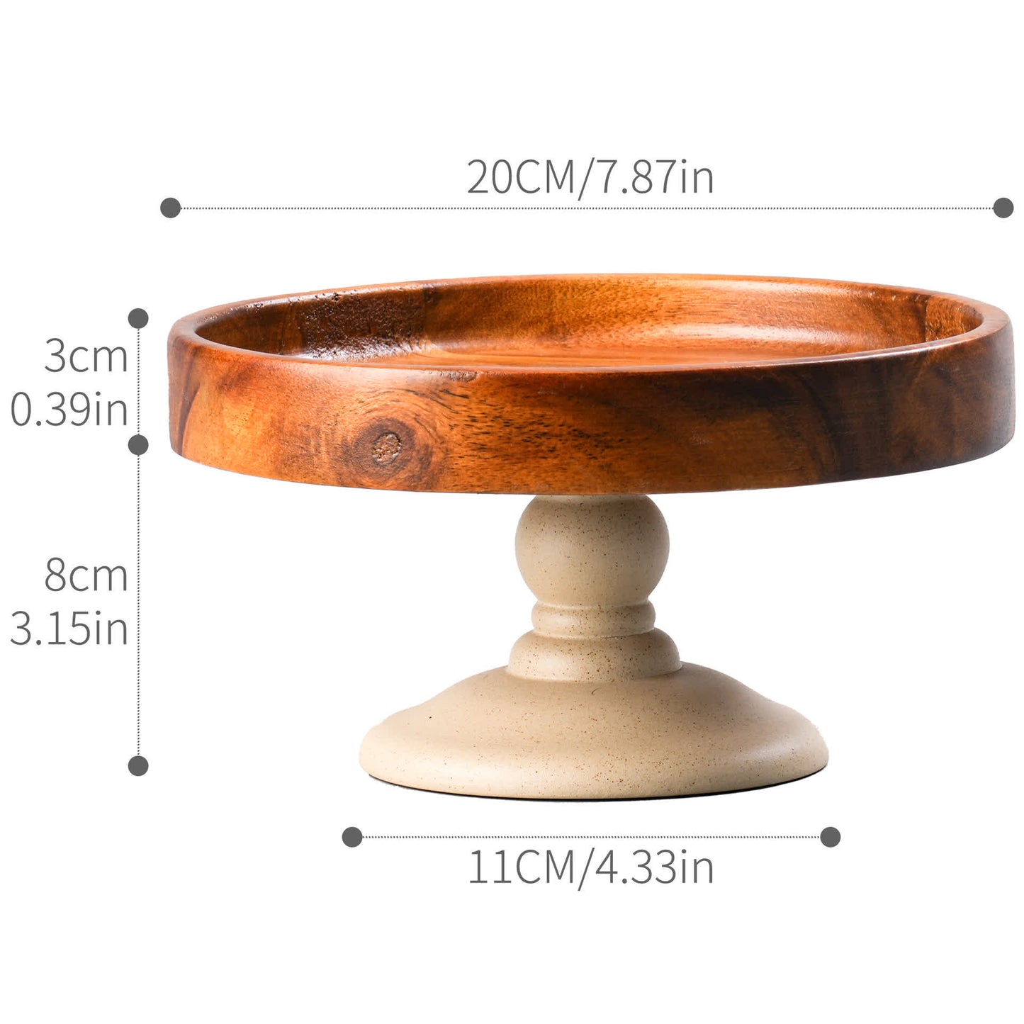 Support à gâteau rond sur pied, plateau de service