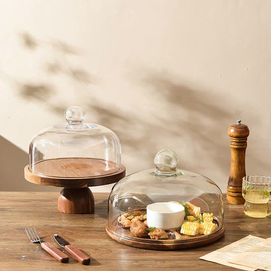 Plateau en bois transparent, assiette à dessert