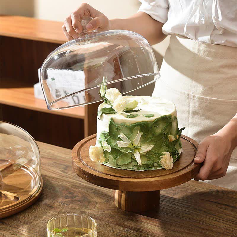 Plateau en bois transparent, assiette à dessert
