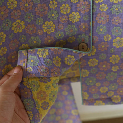 Ensemble pyjama en coton jacquard à fleurs fleuries