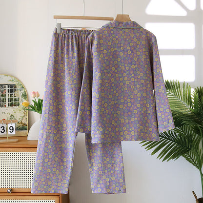Ensemble pyjama en coton jacquard à fleurs fleuries
