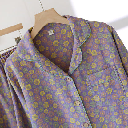 Ensemble pyjama en coton jacquard à fleurs fleuries