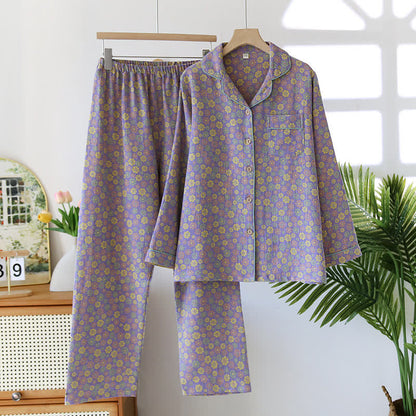 Ensemble pyjama en coton jacquard à fleurs fleuries