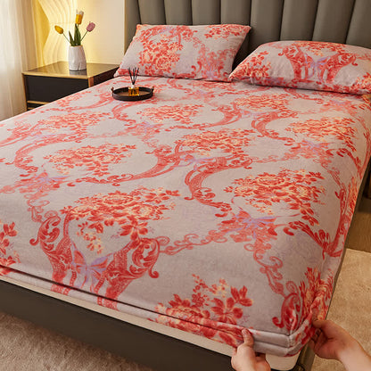 Drap-housse en flanelle douce avec motif floral rétro