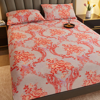 Drap-housse en flanelle douce avec motif floral rétro