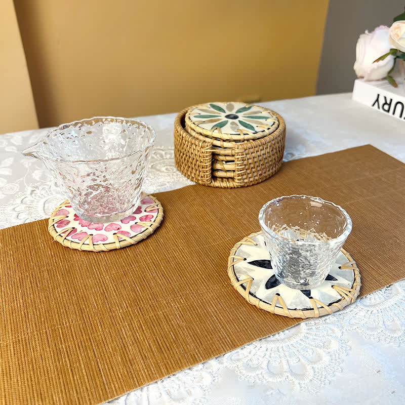 Dessous de verre décoratif en rotin de style ferme