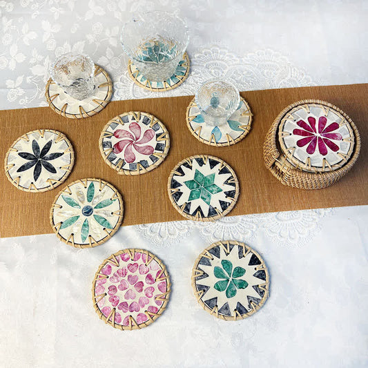 Dessous de verre décoratif en rotin de style ferme