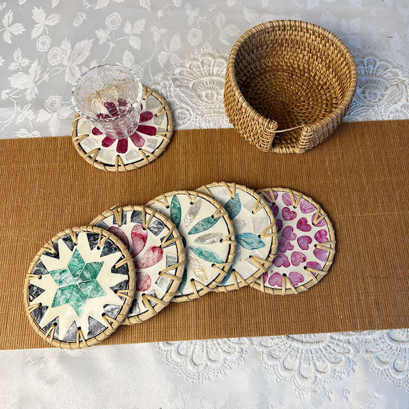 Dessous de verre décoratif en rotin de style ferme