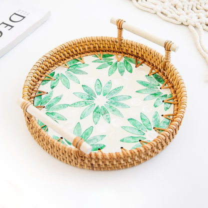Panier de rangement pour collations en rotin tressé