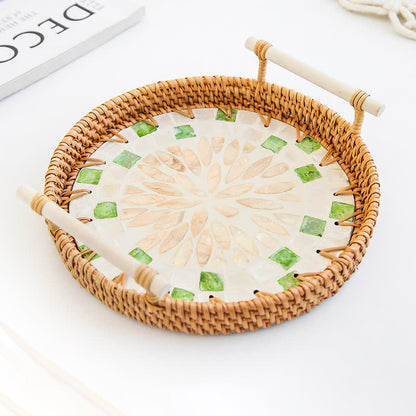 Panier de rangement pour collations en rotin tressé