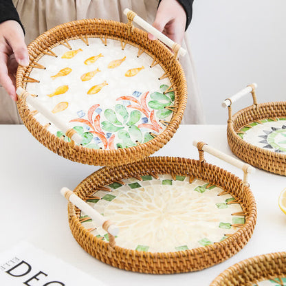Panier de rangement pour collations en rotin tressé