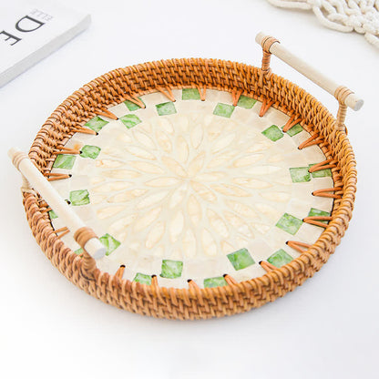 Panier de rangement pour collations en rotin tressé