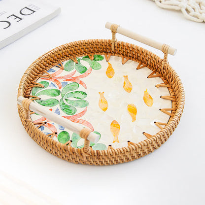 Panier de rangement pour collations en rotin tressé