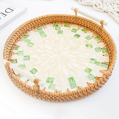 Panier de rangement pour collations en rotin tressé
