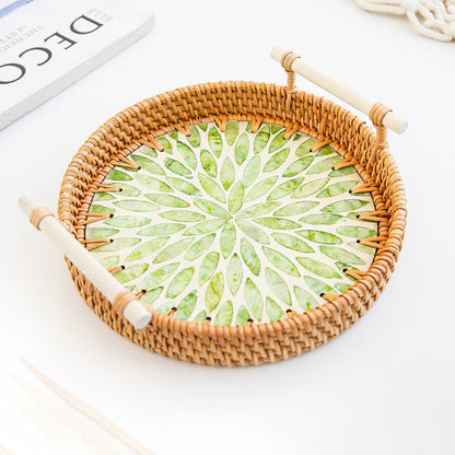 Panier de rangement pour collations en rotin tressé