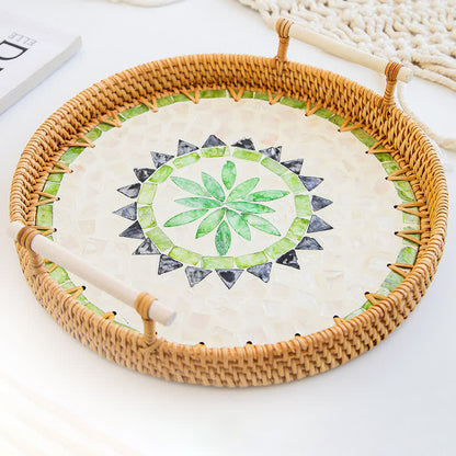 Panier de rangement pour collations en rotin tressé