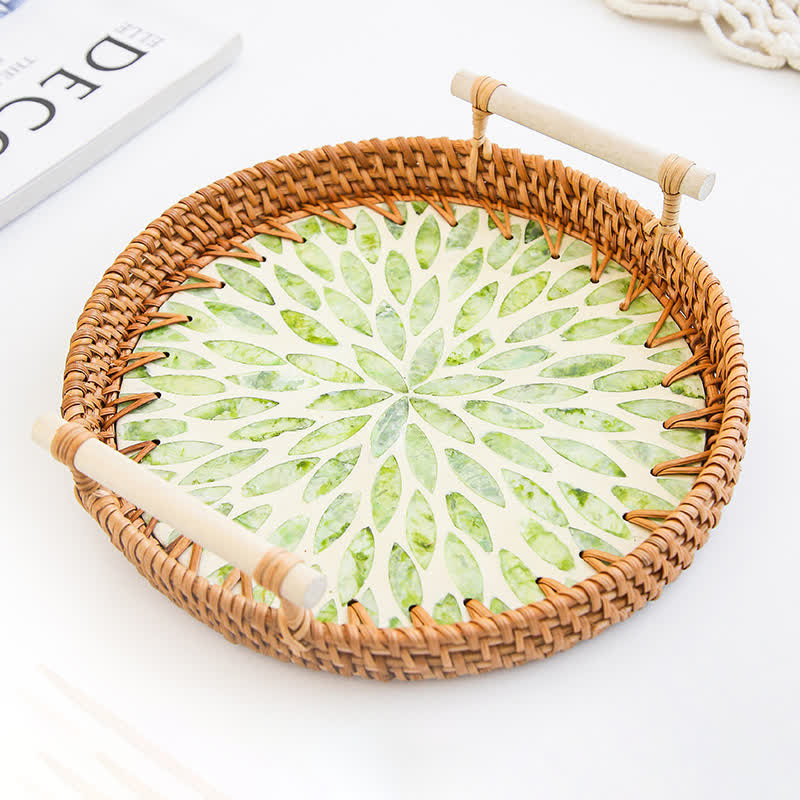 Panier de rangement pour collations en rotin tressé