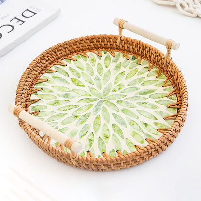 Panier de rangement pour collations en rotin tressé