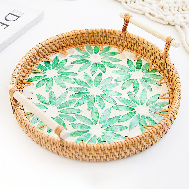 Panier de rangement pour collations en rotin tressé