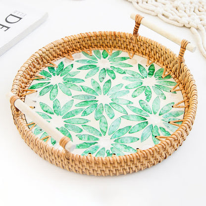 Panier de rangement pour collations en rotin tressé