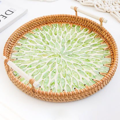 Panier de rangement pour collations en rotin tressé