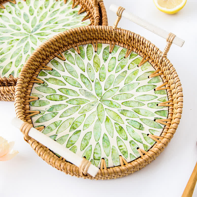 Panier de rangement pour collations en rotin tressé