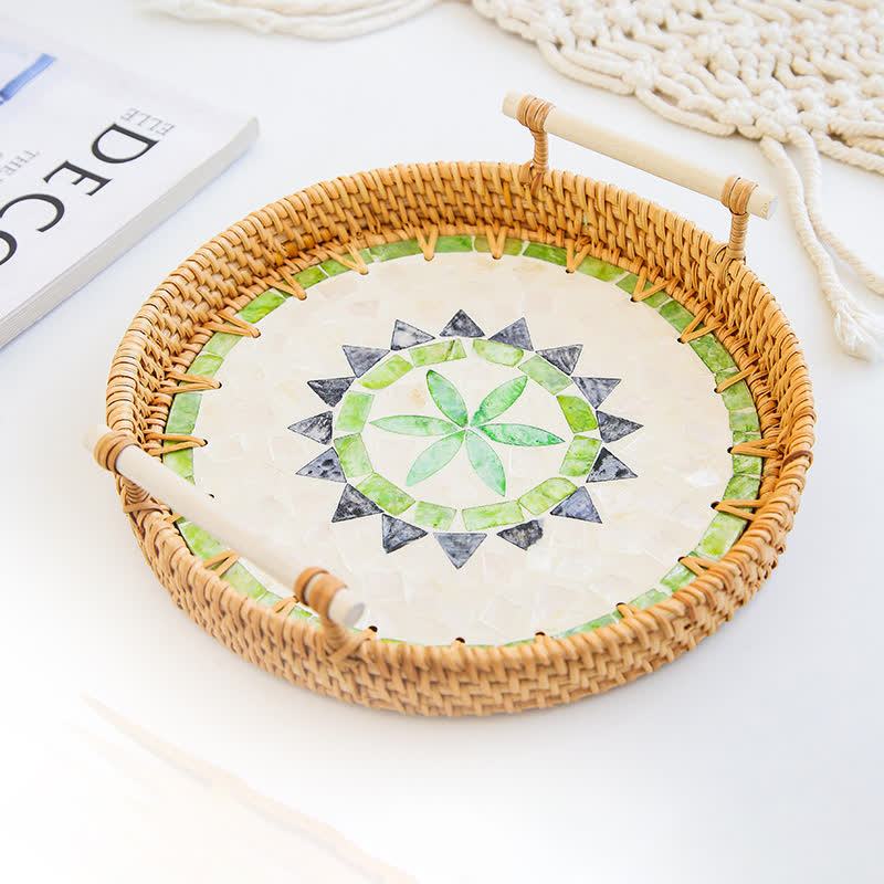 Panier de rangement pour collations en rotin tressé