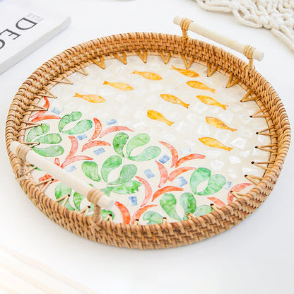 Panier de rangement pour collations en rotin tressé