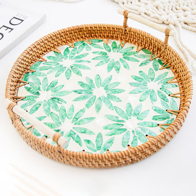 Panier de rangement pour collations en rotin tressé