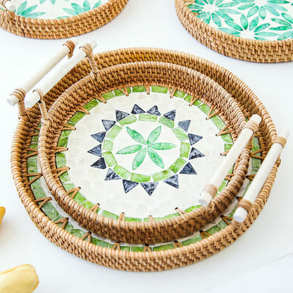 Panier de rangement pour collations en rotin tressé