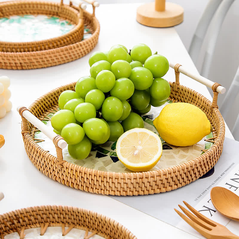 Panier de rangement pour collations en rotin tressé