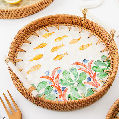 Panier de rangement pour collations en rotin tressé
