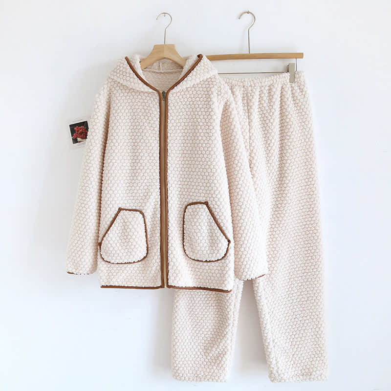 Ensemble pyjama en polaire chaude avec capuche