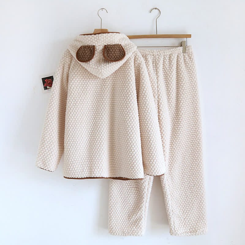 Ensemble pyjama en polaire chaude avec capuche